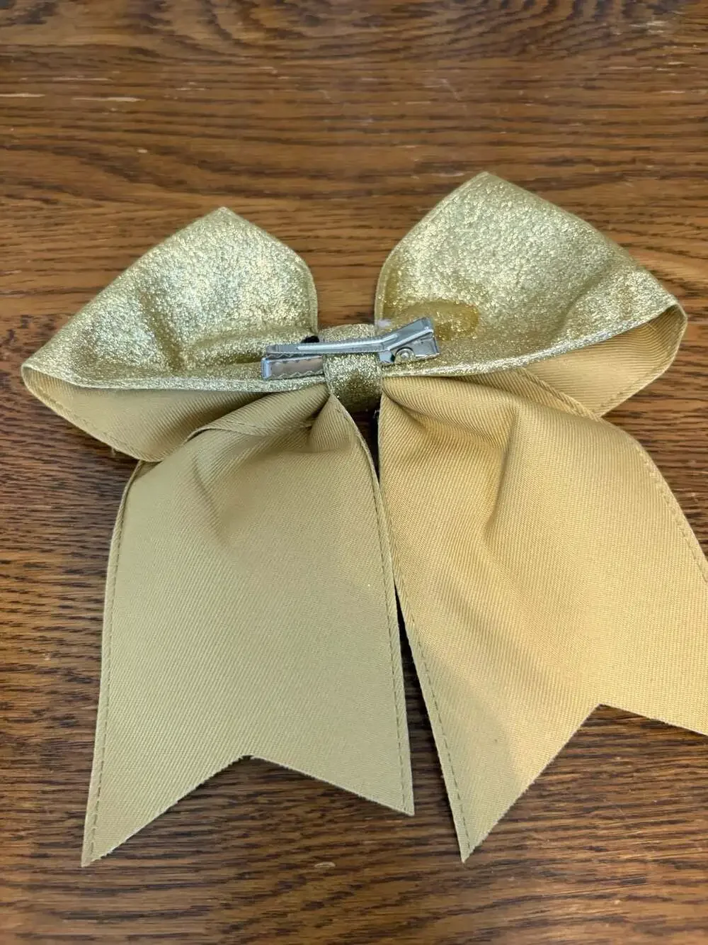 Gold Glitter Vinyl with Grosgrain Underlay Hair Bow